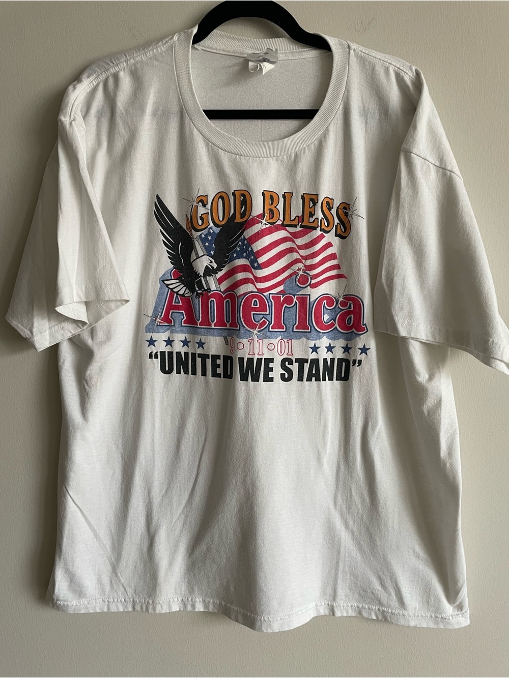 Vintage y2k 9/11 t-shirt God Bless America United We Stand Flag Eagle XL